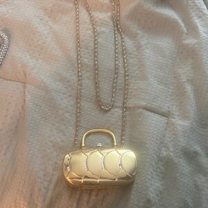 Gold Crystal-Accent Mini Dome Clutch Crossbody